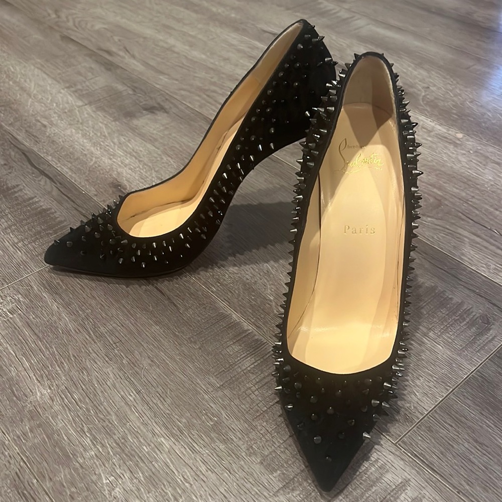 Christian Louboutin Pigalle 120 Studded Spiked Pumps Black